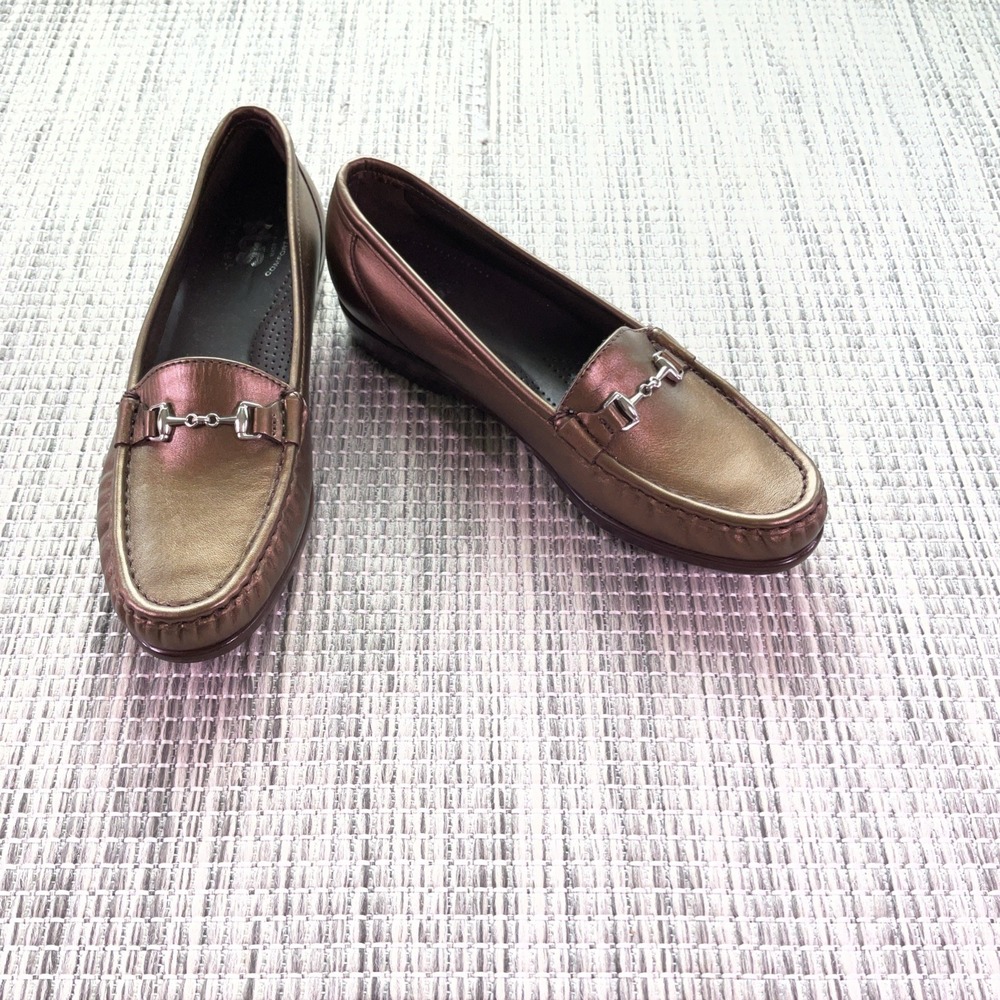 NEW SAS Women's Metro Loafers Shoes Sz 7 BRONZE Slip On Horsebit detailing